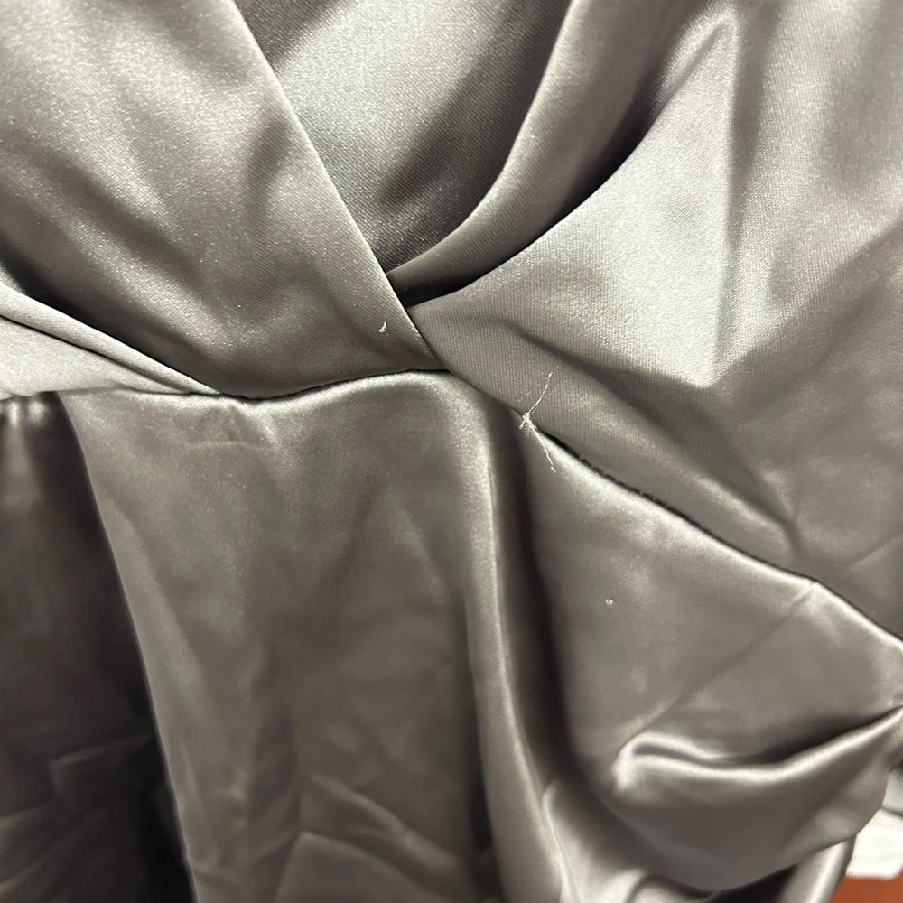 Zara Size‎ Large Gray Satin Effect Short Dress NWT
